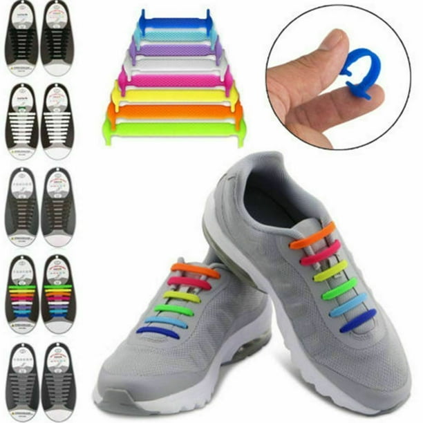16 Pcs Novelty Unisex No Tie Shoelaces Silicone Elastic Sneaker Lazy Shoe Laces